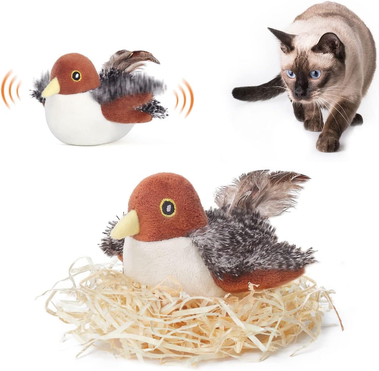 Flapping Sparrow Cat Toy – Interactive Fluttering Bird with Motion Sensor