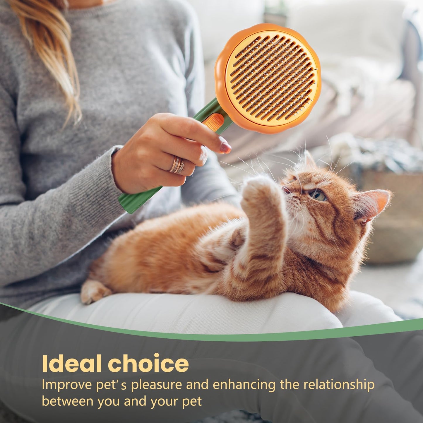 Premium Pumpkin Pet Brush – Remove Shedding Hair in Seconds