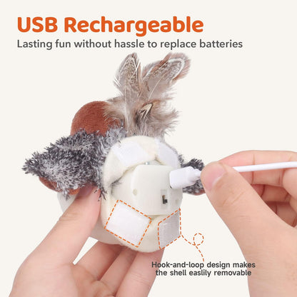 Flapping Sparrow Cat Toy – Interactive Fluttering Bird with Motion Sensor