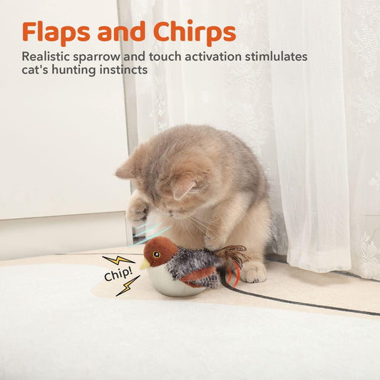 Flapping Sparrow Cat Toy – Interactive Fluttering Bird with Motion Sensor